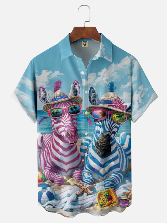 Moisture Wicking Zebra Resort Hawaiian Shirt