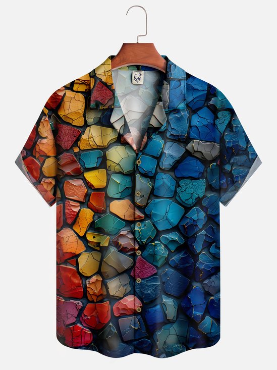 Moisture-wicking Colorful Rock Illustration Hawaiian Shirt