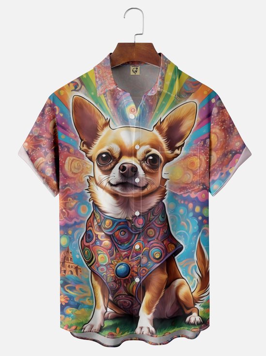 Moisture Wicking Art Abstract Dog Hawaiian Shirt
