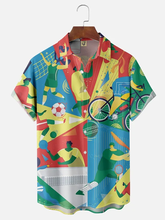 Hardaddy Paris 2024 Summer Olympics Apparel Sports Wear Olympics Game Chest Pocket Hawaiian Shirt