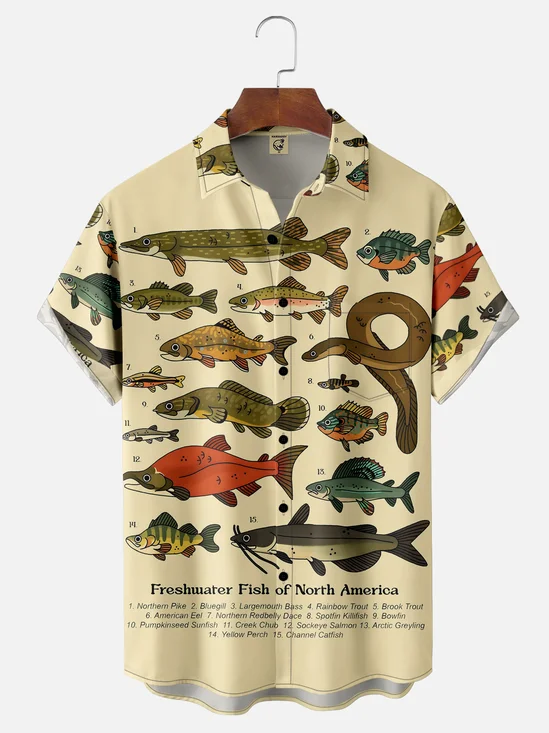 Moisture-wicking Ocean Fish Hawaiian Shirt