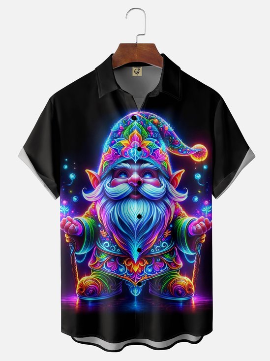 Moisture-wicking Hippie Gnome Chest Pocket Hawaiian Shirt