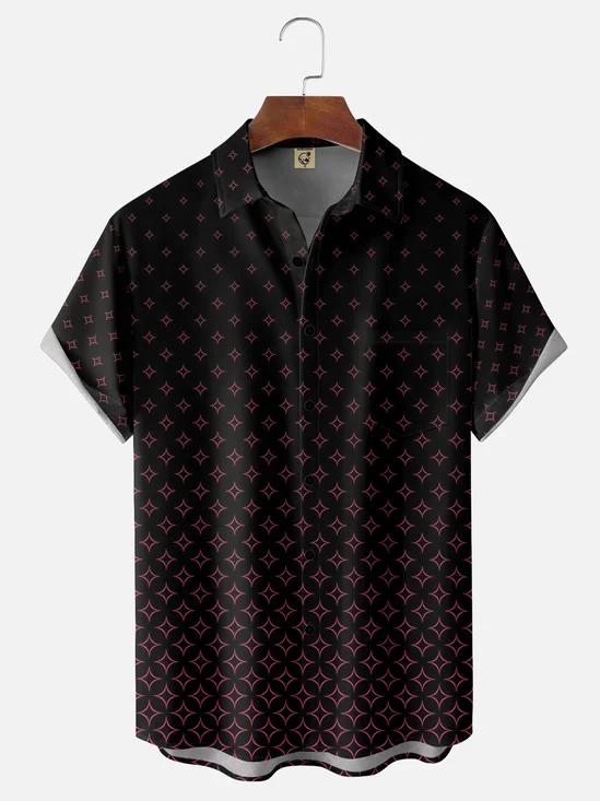Moisture-Wicking Gradient Geometric Diamond Hawaiian Shirt