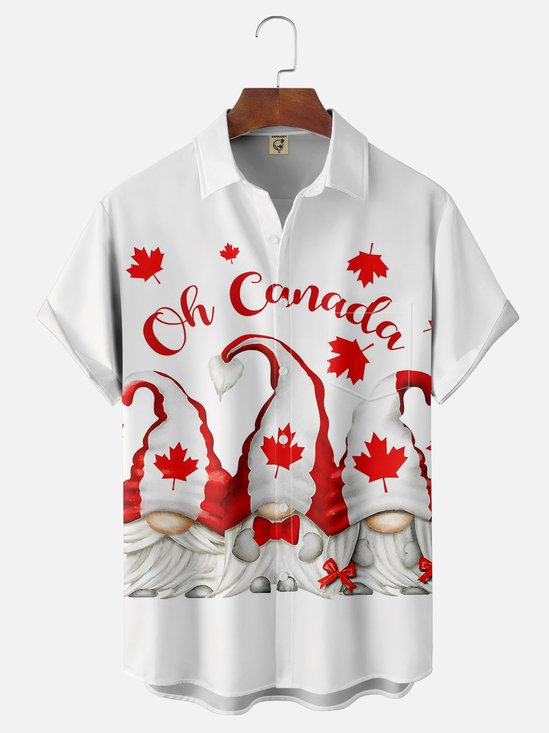 Moisture-wicking Canada Day Gnome Chest Pocket Hawaiian Shirt