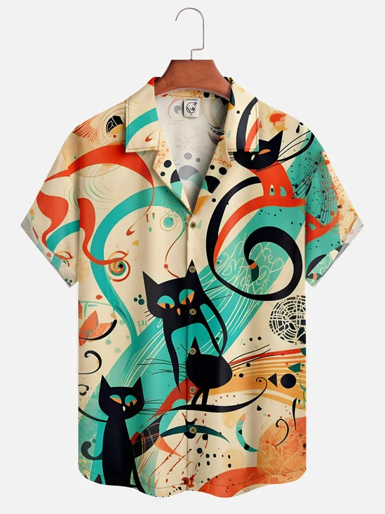 Moisture-wicking Art Cat Hawaiian Shirt
