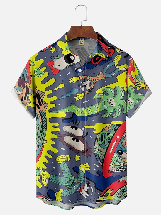 Moisture-wicking Puppy Space Odyssey Hawaiian Shirt