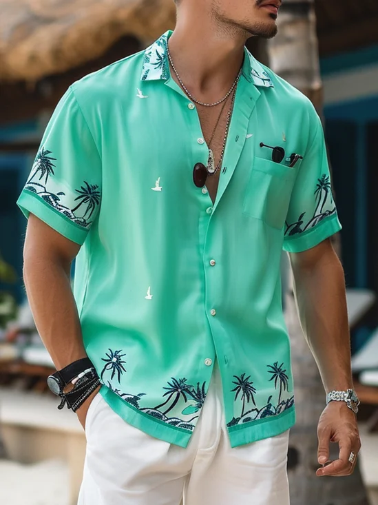 Moisture Wicking Coconut Tree Hawaiian Shirt