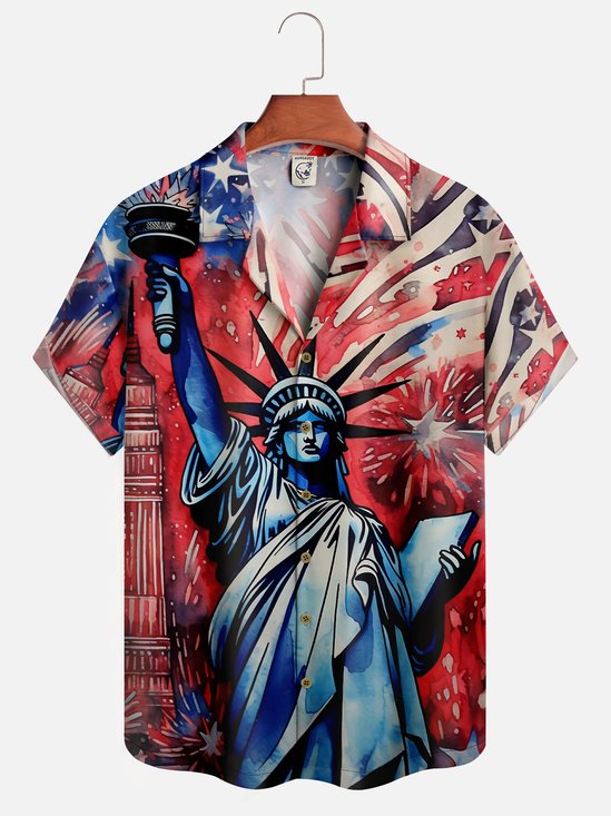 Moisture-wicking American Flag Independence Day Hawaiian Shirt
