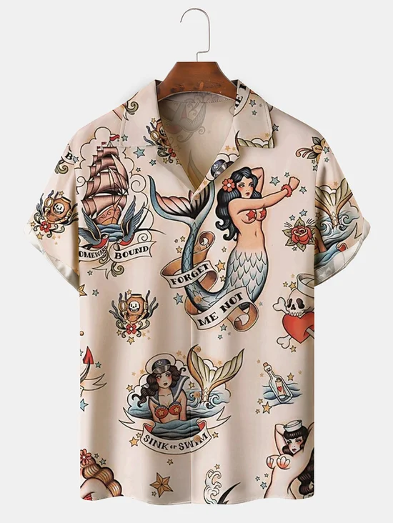 Tall Size Moisture-wicking Mermaid Camp Shirt