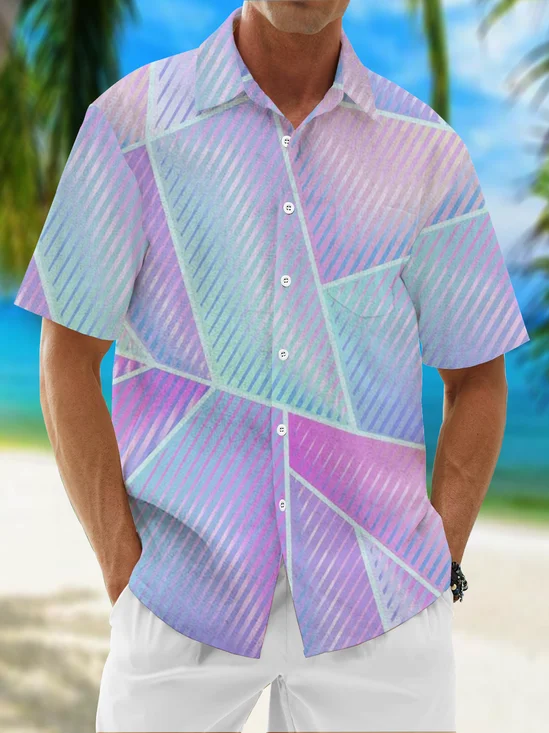 Moisture Wicking Geometric Gradient Hawaiian Shirt