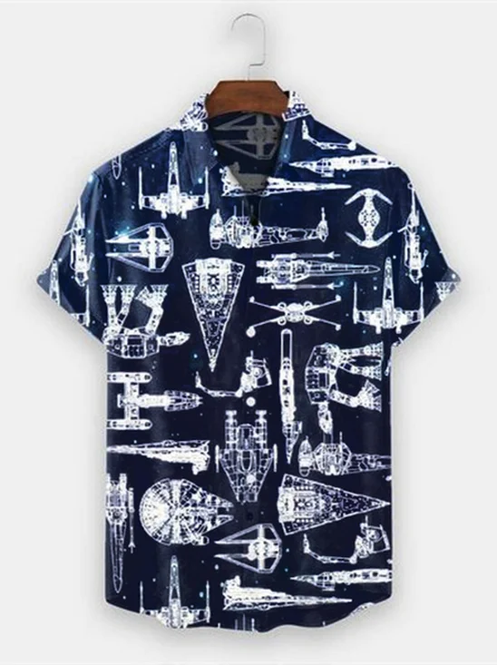 Tall Size Moisture-wicking Star War Chest Pocket Hawaiian Shirt