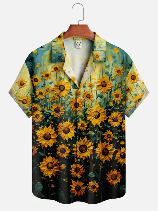 Moisture-wicking Art Sunflower Oil Painting Hawaiian Shirt
