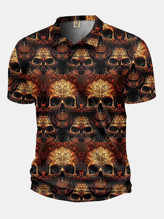 Moisture Wicking Golf Polo 3D Gradient Color Abstract Skull