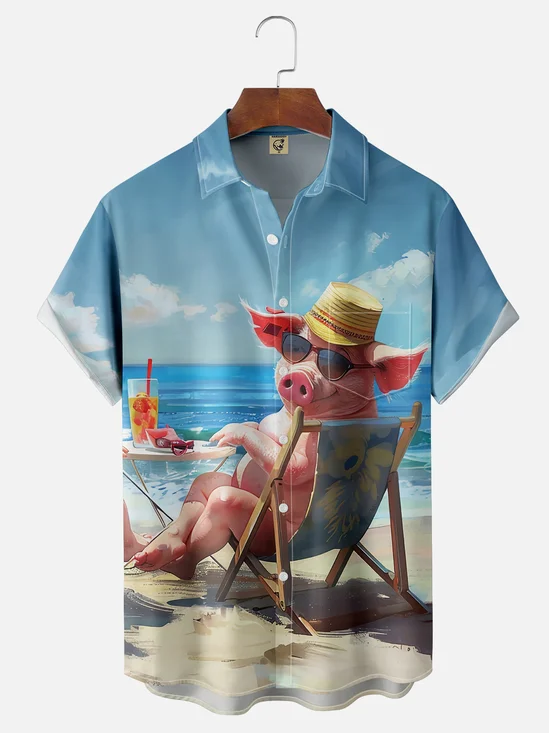 Animal Loose Casual Aloha Shirt