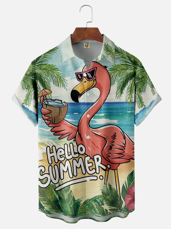 Moisture Wicking Flamingo Hawaiian Shirt