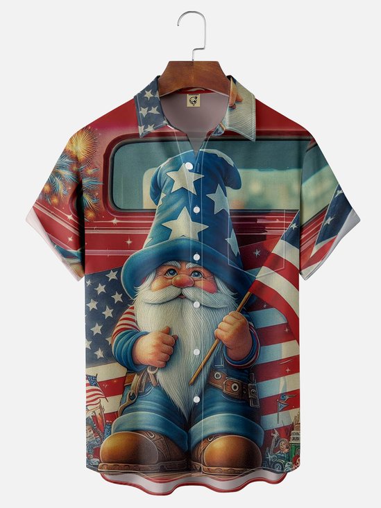 Moisture Wicking American Flag Gnome Hawaiian Shirt
