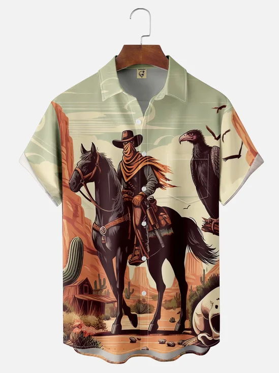 Moisture Wicking Western Cowboy Hawaiian Shirt