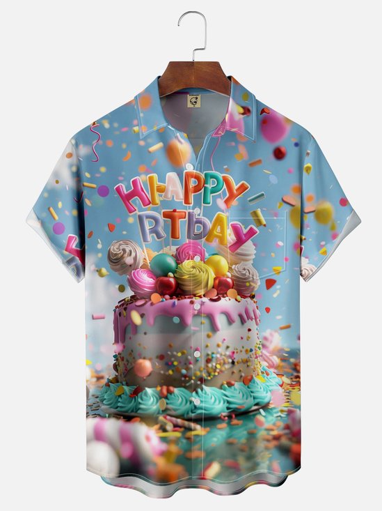 Moisture Wicking Happy Birthday Hawaiian Shirt