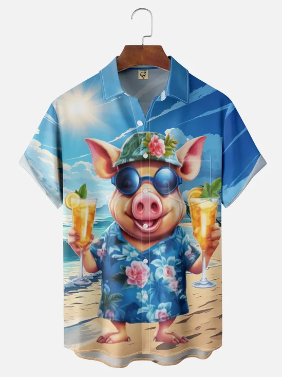 Moisture Wicking Pig Vacation Hawaiian Shirt