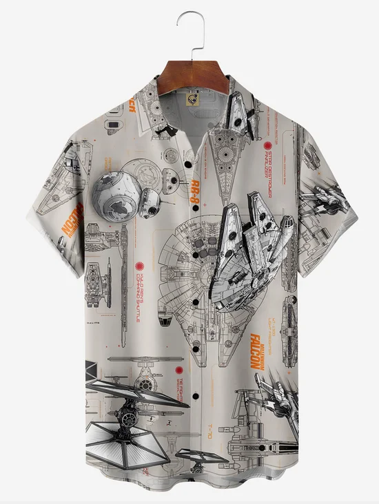 Tall Size Moisture-wicking Flying Machine Chest Pocket Hawaiian Shirt