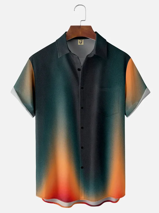 Moisture-wicking Psychedelic Art Chest Pocket Hawaiian Shirt