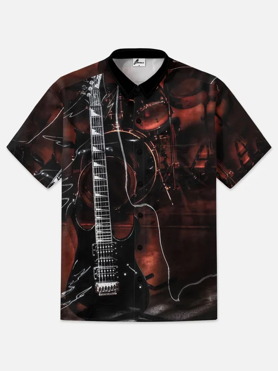 Moisture-wicking Guitar And Drums Hawaiian Shirt