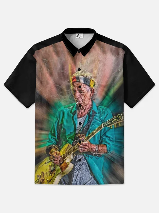 Moisture-wicking Art Guitarist Hawaiian Shirt