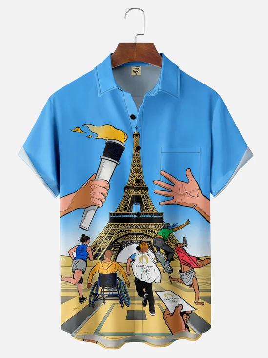 Hardaddy Paris 2024 Summer Olympics Apparel Sports Wear Chest Pocket Hawaiian Shirt