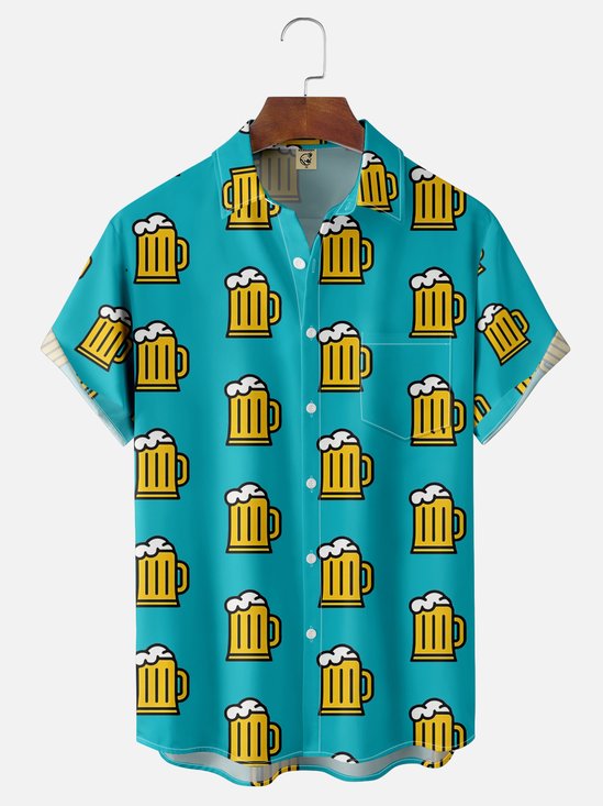 Moisture-wicking Beer Chest Pocket Hawaiian Shirt
