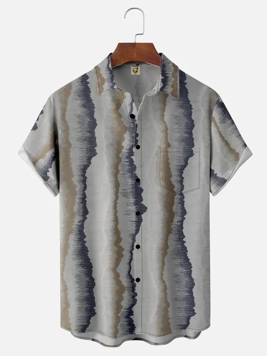 Moisture-wicking Abstract Art Chest Pocket Hawaiian Shirt