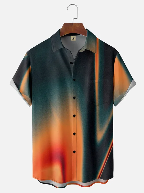 Moisture-wicking Art of Light and Shadow Chest Pocket Hawaiian Shirt