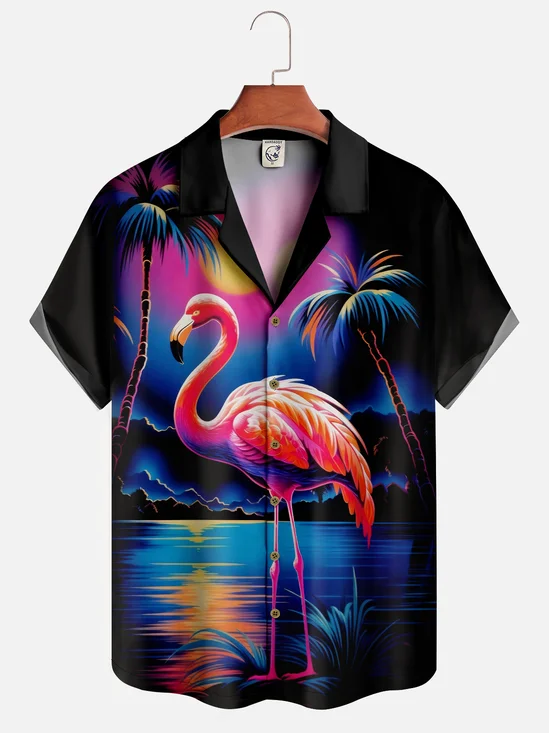 Moisture-wicking Flamingo Bowling Shirt