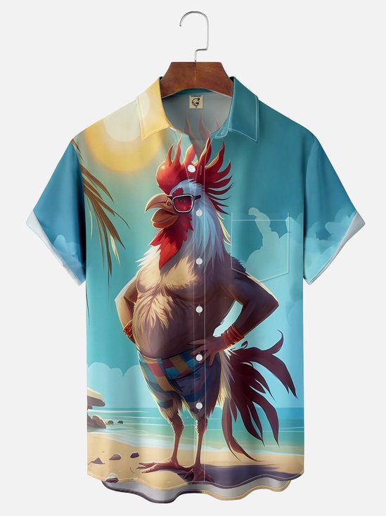 Moisture Wicking Beach Chicken Hawaiian Shirt