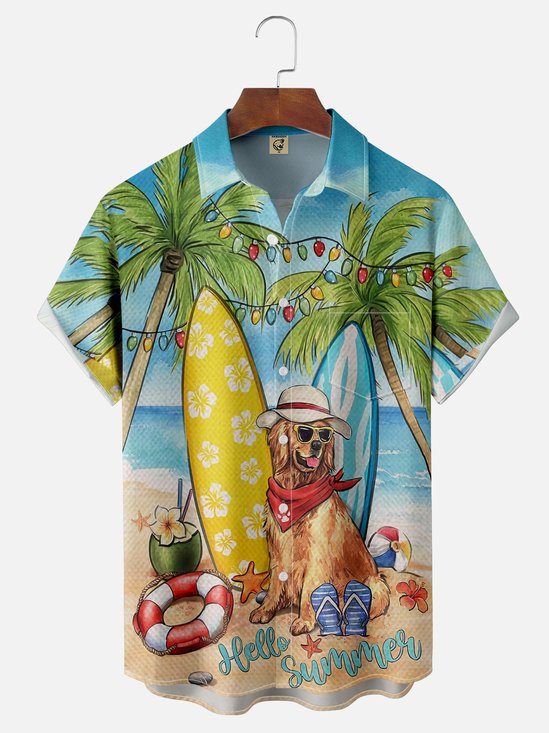 Moisture Wicking Beach Golden Retriever Hawaiian Shirt