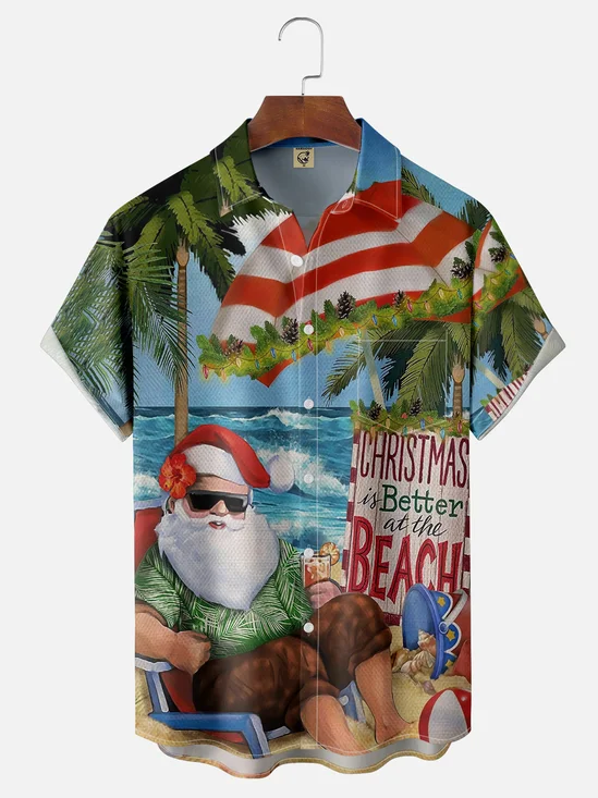 Moisture Wicking Santa Claus Holiday Hawaiian Shirt