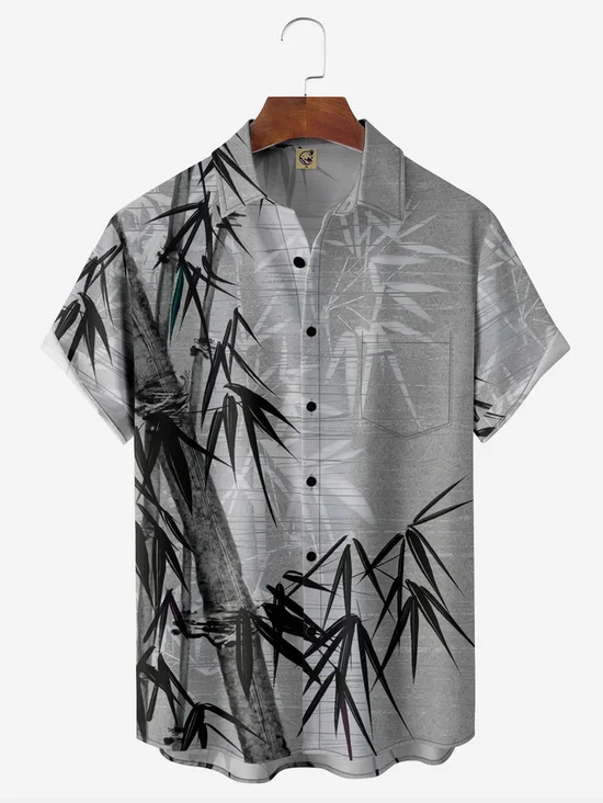 Tall Size Moisture-wicking Japanese Bamboo Chest Pocket Hawaiian Shirt
