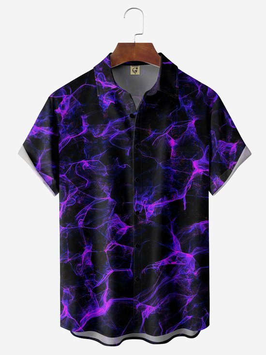 Tall Size Moisture-wicking Abstract Art Chest Pocket Hawaiian Shirt