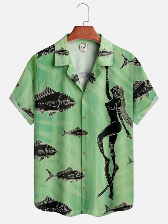 Moisture-wicking Dancing With The Fish Hawaiian Shirt