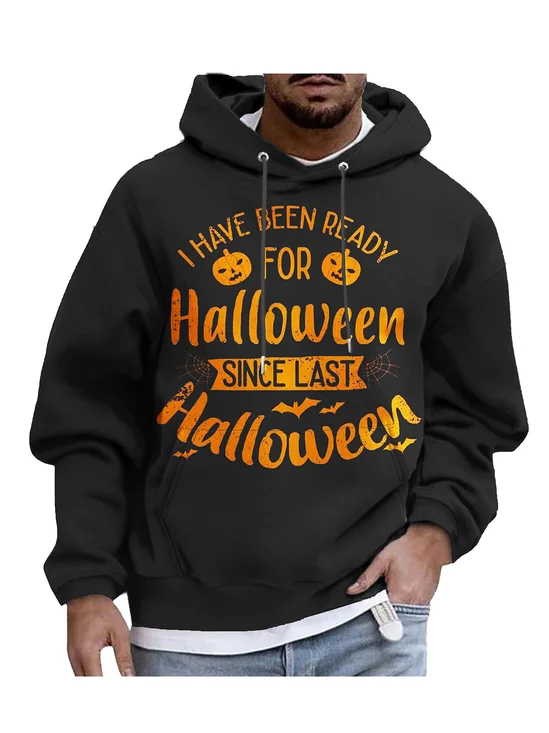 Moisture-wicking Pumpkin Art Letters Illustration Hooded Long Sleeve Sweatshirt