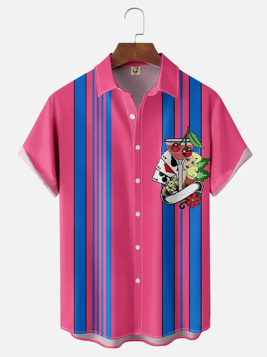 Moisture Wicking Striped Cocktail Girl Bowling Shirt