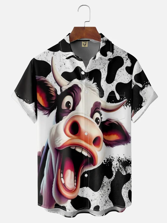 Moisture Wicking Cow Hawaiian Shirt