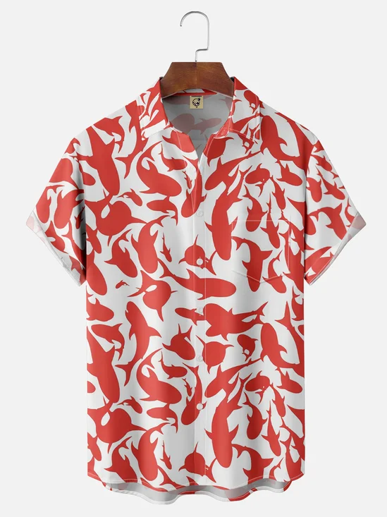 Moisture Wicking Shark Hawaiian Shirt