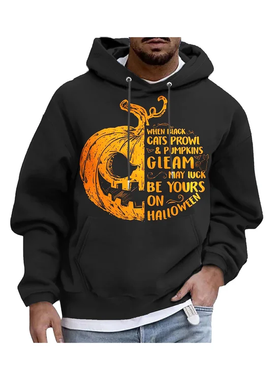 Moisture-wicking Pumpkin Art Illustration Hooded Long Sleeve Sweatshirt
