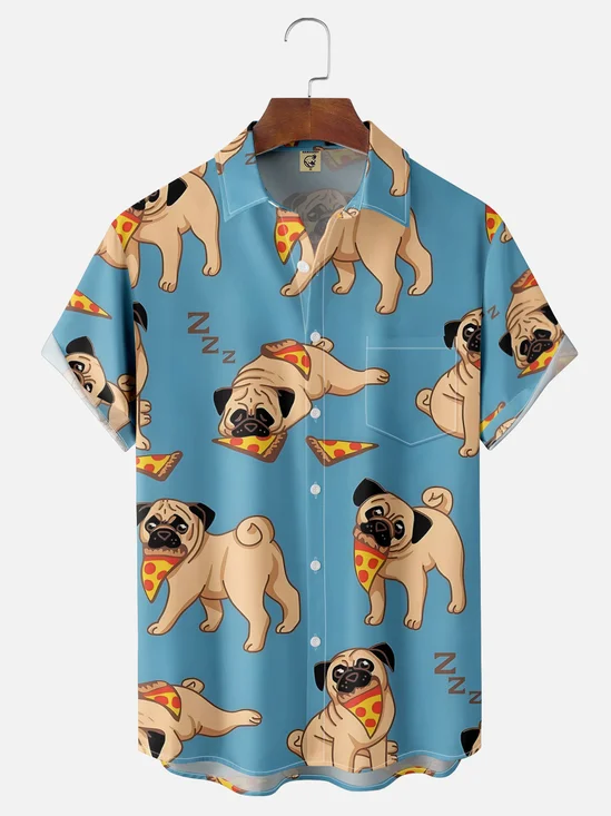 Moisture-wicking Dog Chest Pocket Hawaiian Shirt