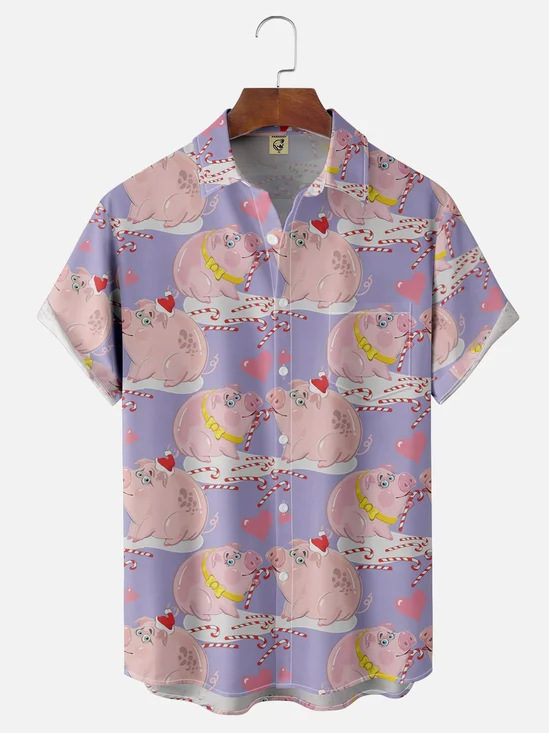 Moisture Wicking Christmas Pig Hawaiian Shirt