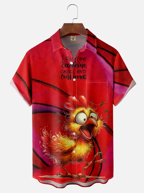 Moisture wicking "Screaming Chicken" Hawaiian Shirt