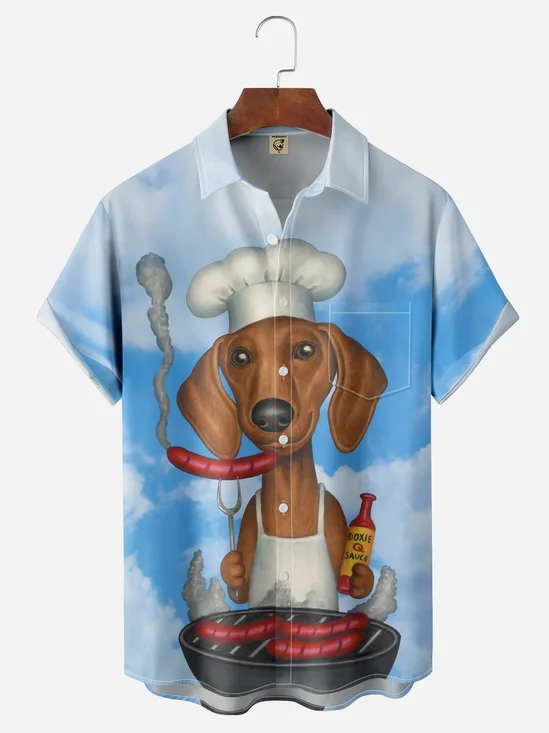 Moisture Wicking "Hot Dog" Hawaiian Shirt