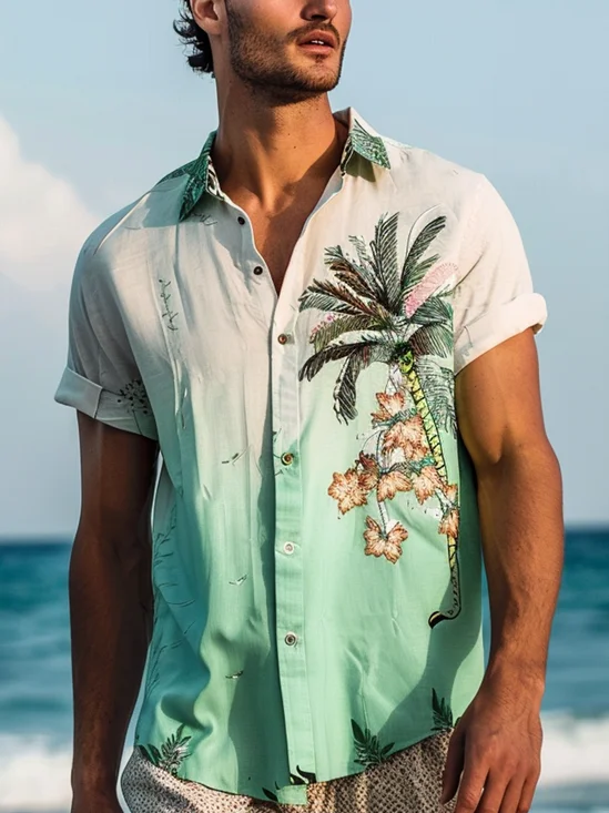 Moisture Wicking Gradient Coconut Hawaiian Shirt