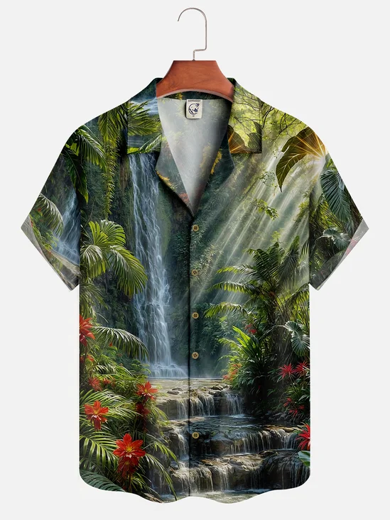 Moisture-wicking Rainforest Hawaiian Shirt