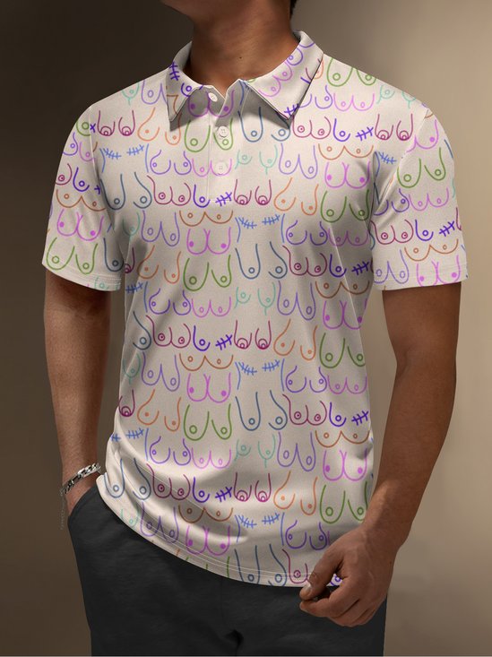 Moisture Wicking Golf Polo Simple Line Drawing